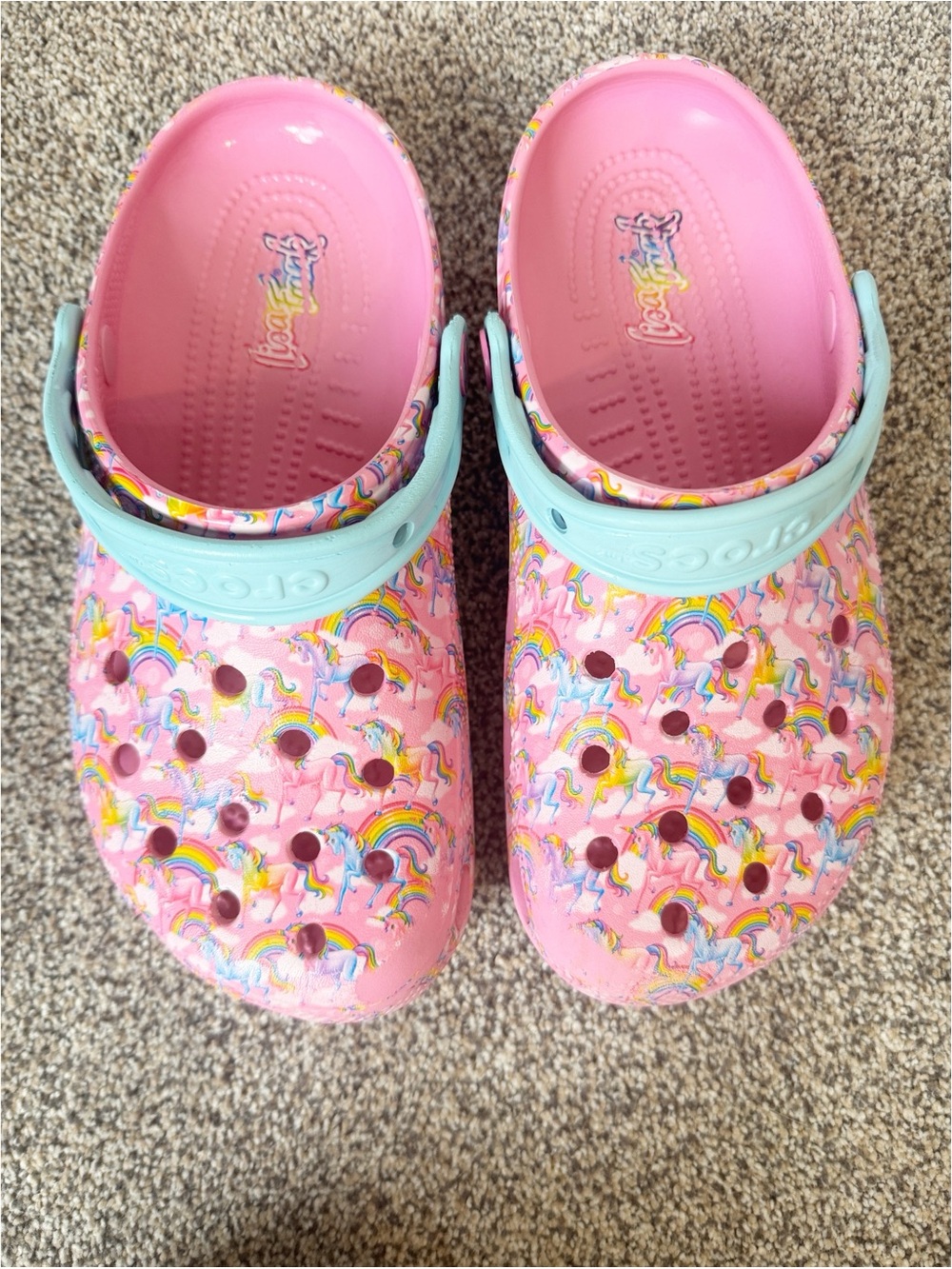Crocs x Lisa Frank Pink Classic Unicorn Rainbow Clogs Womens' Size 8 - Picture 2 of 9